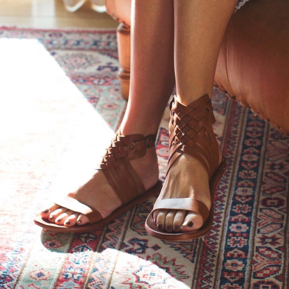 Anthropologie Leather Beek Raven Sandals